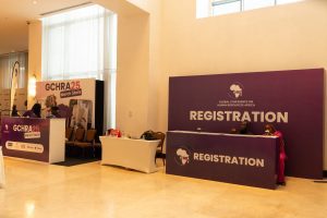 Conference registration and merchandise area