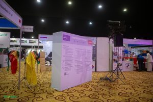 Exhibition space with informational displays.